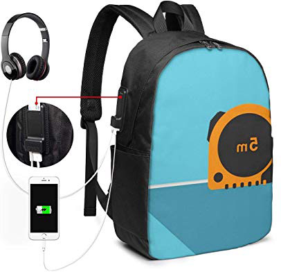 Zaino Antifurto Con Porta USB, Misura del metro righello Zaino per PC Computer Portatile 17 Pollici, Zaino per Laptop Da Uomo Donna per Scuola, Business, Viaggio