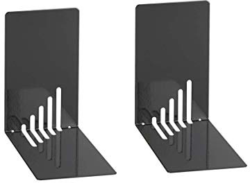 Wedo 1021001, Reggilibri in Metallo, Stretti, 14 x 8,5 x 14 cm, Nero, un pacco con 2 pezzi