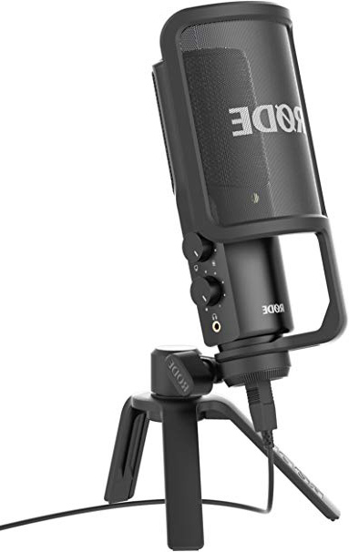 Rode NT-USB Microfono a Condensatore con Filtro Anti-pop e Supporto da Tavolo, Compatibile con iPad, Cavo USB da 6 m, Nero/Antracite