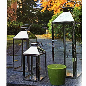 Mojawo Set di 3 lanterne da giardino, XXL, in acciaio inox, altezza 24/40/53 cm