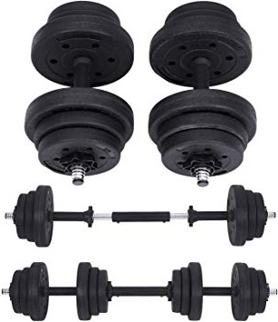 SONGMICS Set di Manubri Regolabili con Barra Bilanciere Extra, 20KG 30KG Allenamento Esercizio Fitness Sollevamento Pesi in Palestra e a Casa, 1 Paio