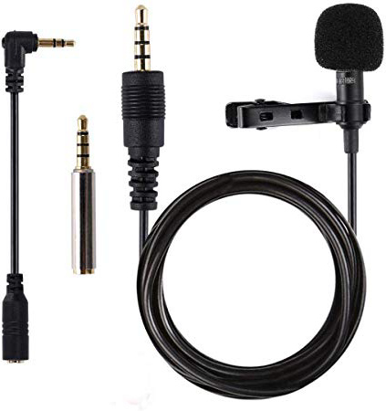 Gyvazla 3.5mm Lavaier Microfono Condensatore Omnidirezionale con adattatore Con Easy Clip sul sistema, per Registrazione di Interviste/Conferenza Video/Podcast/Voice Dictation/Phone