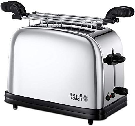 Russell Hobbs 23310-57 Tostapane Victory, 2 Fessure, con Pinze, 1200 W, Acciaio Inossidabile, Grigio/Nero