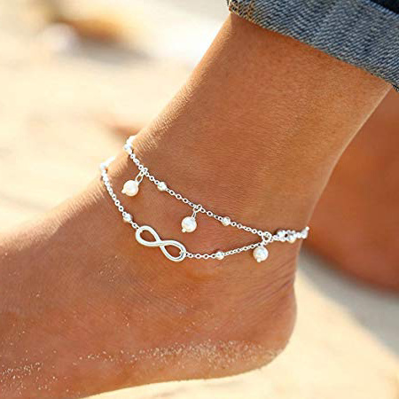 Chicer Cavigliera alla moda con perline d’imitazione, regolabile, per donne e ragazze, ideale per la spiaggia