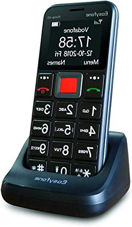 Easyfone Prime-A5 Telefono Cellulare per Anziani con Tasti Grandi, Funzione SOS, Batteria di grande con base di ricarica, Nero