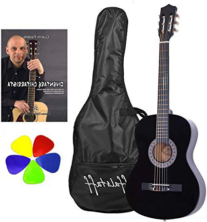 Set Chitarra Classica con Borsa ffalstaff ®, Libro e 5 Plettri (99 cm, Nero)