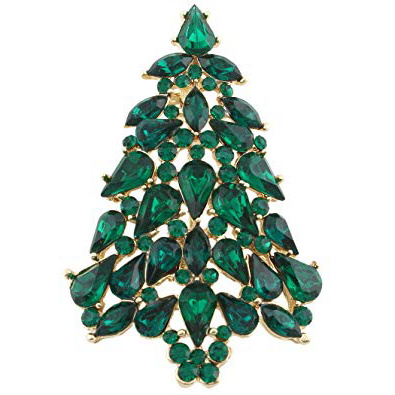EVER FAITH Spilla Natale, Cristallo Austriaco Festa Albero dei Desideri Goccia Spilla Pin Oro-Fondo