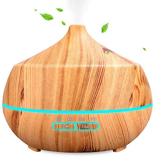400ml Diffusore di Oli Essenziali, Diffusore di Aromi con 7 colori LED selezionabili,Umidificatore Camera da Letto a 10 Ore di Lavoro, Purificatore Aria a Basso Rumore, Senza BPA, Giallo