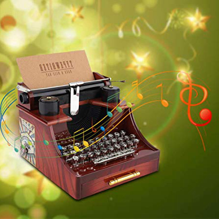 AUNMAS Carillon di Forma di Macchina da Scrivere Stile Vintage con cassetto Carillon di Musica Meccanica Scatola di immagazzinaggio di Gioielli Regalo di Compleanno di San Valentino di Natale