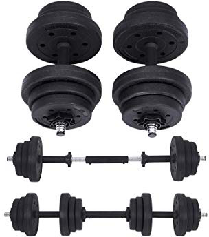 SONGMICS Set di Manubri Regolabili con Barra Bilanciere Extra, 20KG 30KG Allenamento Esercizio Fitness Sollevamento Pesi in Palestra e a Casa, 1 Paio