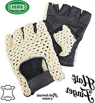 AMAS The Best GUANTI DA GUIDA MEZZE DITA EPOCA HALF FINGER IN PELLE + RETE AUTO BICI VINTAGE CAFE' RACER (2XL)