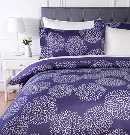 AmazonBasics - Set copripiumino in microfibra, 230 x 220 cm, Viola a fiori (Purple Floral)