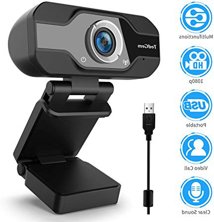 TedGem Webcam, Webcam 1080p, PC Webcam con Microfono Full HD Webcam USB Webcam Streaming Webcam per videochiamate e Registrazione, Piccola/Flessibile/Regolabile, Supporta Windows, Android, Linux