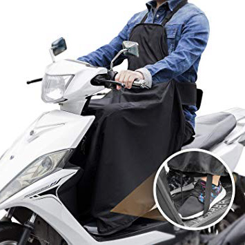 LOETAD Coprigambe Universale Scooter Impermeabile e Antivento Nero Sacchetto per Riporlo Incluso Design a Fissaggio del Piede