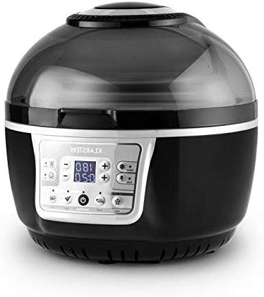 KLARSTEIN VitAir Turbo - friggitrice ad Aria, 1400 Watt, Camera Cottura 9 L, Grill, tostatura, riscaldatore alogeno a infrarossi, programmi Automatici, LCD, Strato Antiaderente, Nero-Grigio