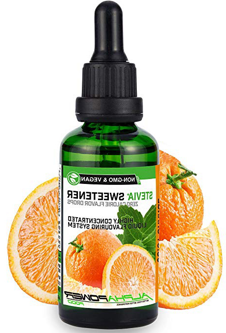 ALPHAPOWER FOOD: Stevia liquida, (1 x50ml Gusto succo d'arancia) Gusto liquido, Gocce aromatizzanti e dolcificante senza zucchero sostituto dello zucchero & calorie, dolcificante naturale, vegano