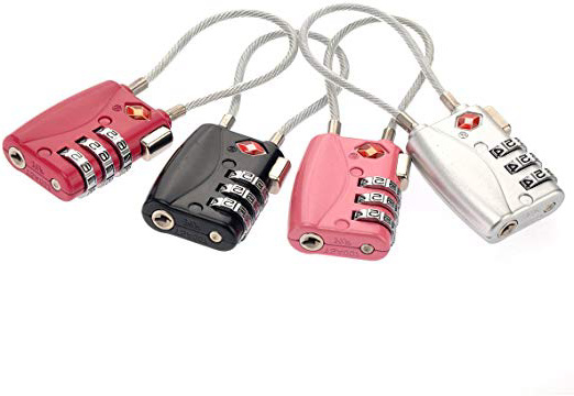 Tinksky 4 Colori TSA Approvato Sicurezza Cavo Bagagli Serrature 3 Cifre Password Serrature Lucchetti a Combinazione (Nero & Argento & Roseo & Rosa)