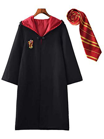 YONIER Costume per Adulti per Bambini Costume di Harry Potter Mantello Articoli per Set di cinematografici Bacchetta Magica Cravatta Sciarpa Occhiali Carnevale Fancy Dress Halloween Nero Big Size