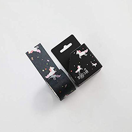 Bureze Nastro decorativo Washi 30 mm x 5 m, motivo: graziosi animali che corrono unicorno, per scrapbooking, fai da te, scuola, ufficio