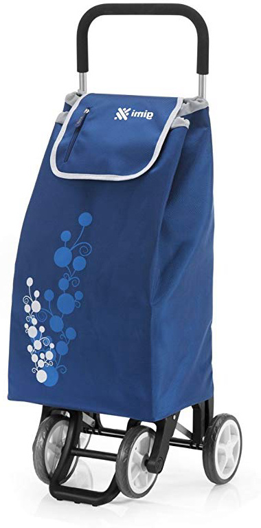 Gimi Twin Carrello Portaspesa 4 Ruote, Portata 30 kg, Richiudibile, Saliscale, Metallo/Poliestere, Blu, 41 x 53 x 92 cm