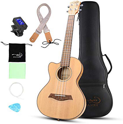 HRICANE Tenore Ukulele Cutaway Design 27 pollici Top Spalted Maple con Borsa Cinghia Corde extra Panno di Lucidatura