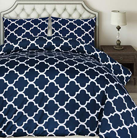 Utopia Bedding Set Copripiumino - Copripiumino e 2 Federe in Microfibra (Blu Navy, Una Piazza e Mezza, 200x200 cm)