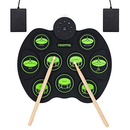 ammoon Set di Batterie Elettroniche Portatili Touch-up Sensibile Al tocco Digitale Kit di Batteria 9 Drum Pads 2 Pedali Principianti per Bambini