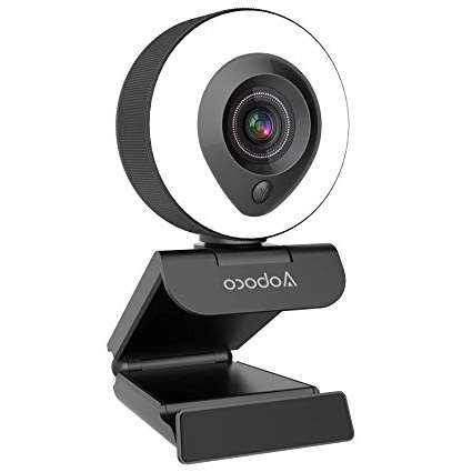Streaming webcam HD 1080p con doppio microfono e luce ad anello, streaming videocamera USB Pro Web per Mac Windows Laptop Twitch Xbox One Skype YouTube OBS Xsplit
