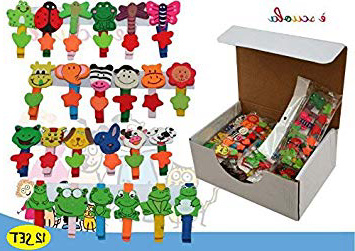 Eol Distribuzione- Set di Mollette Clips a Forma di Animali, Colore Assortiti, 1963