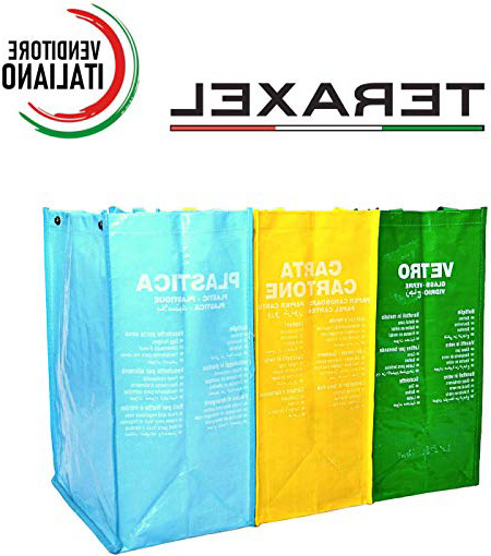 Teraxel Borse Differenziata da Interno Colorati Secchi Spazzatura Contenitori Rifiuti Riciclaggio Carta Vetro Plastica Casa e Cucina Eco Bags