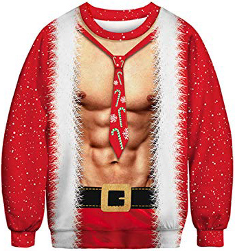 FLYCHEN Felpa Natale Donna Senza Cappuccio Stampato Funny 3D Christmas Colorata Funny Divertente Felpe Girocollo Casuale Ugly Cosplay