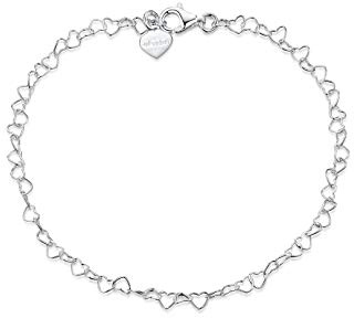 Amberta® Gioielli - Catenina da Caviglia Argento Sterling 925 - Modello Cuore 3 mm - Regolabile da 22 a 25,5 cm - Misura Flessibile