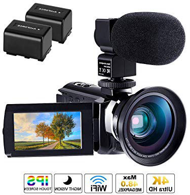 Videocamera 4K, CofunKool WiFi Ultra Alta Definizione 48MP Digitale Videocamera, Sensore CMOS, IR Visione Notturna, 3.0" IPS Schermo, con Microfono e Obiettivo Grandangolare