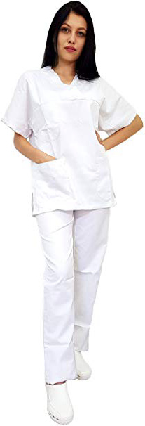 Tecno Hospital Casacca OSPEDALIERA, OSS, ESTETICA Infermiere, Medico, Sanitario, Laboratorio 2 Tasche Anteriori con Taschino, Spacchi Laterali, Scollo A V, Unisex