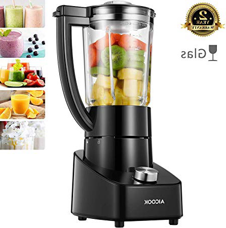 Frullatore 700W Frullatore Vetro Multifunzione per Frullati e Smoothie, AICOOK Frullatore Professionale con 4 Lame in Titanio e Vaso in Vetro da 1,5 Litri, 2 Velocità, Nero