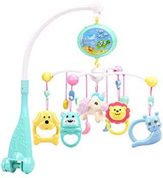 gaeruite Presepe Musicale per Bambini Mobile con proiettore e Carillon, Presepe Musicale per Bambini Letto Mobile Campana Giocattoli Sonagli sospesi e Telecomando Sonaglio Giocattoli per Neonati