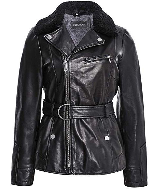 Oakwood Da Donna Giacca da Aviatore in Pelle Clap Nero