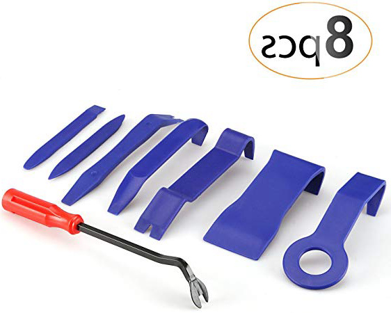 AGPTEK 8pcs Strumento di Rimozione Auto Kit Utensile di Smontaggio per Auto Porta Pannello, Radio, Cruscotto Auto, Accessori, ecc. Cunei di Plastica Leve Kit di Installazione Strumenti, Blu