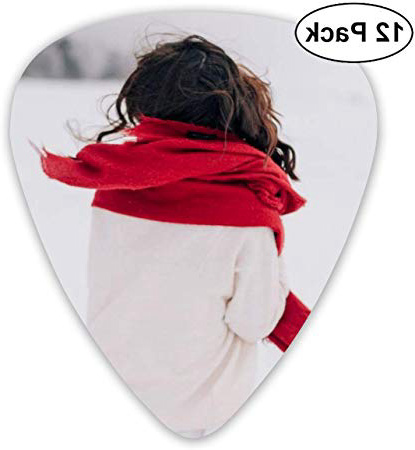 Cavdwa Donna Che Indossa Camicia Bianca a Maniche Lunghe in Piedi sulla Neve, 12 Plettri per Chitarra, 0,96 mm, 0,71 mm, 0,46 mm, alla Moda per Chitarra, Basso, Tuo Elettrico