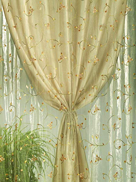 Home Collection TDS116 Tenda Doppia Shantung, Poliestere, Naturale, 140x290 cm