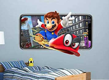 BAOWANG Adesivi Murali Super Mario oddysey adesivo murale videogioco 3d adesivo decorativo murale vinile bambini