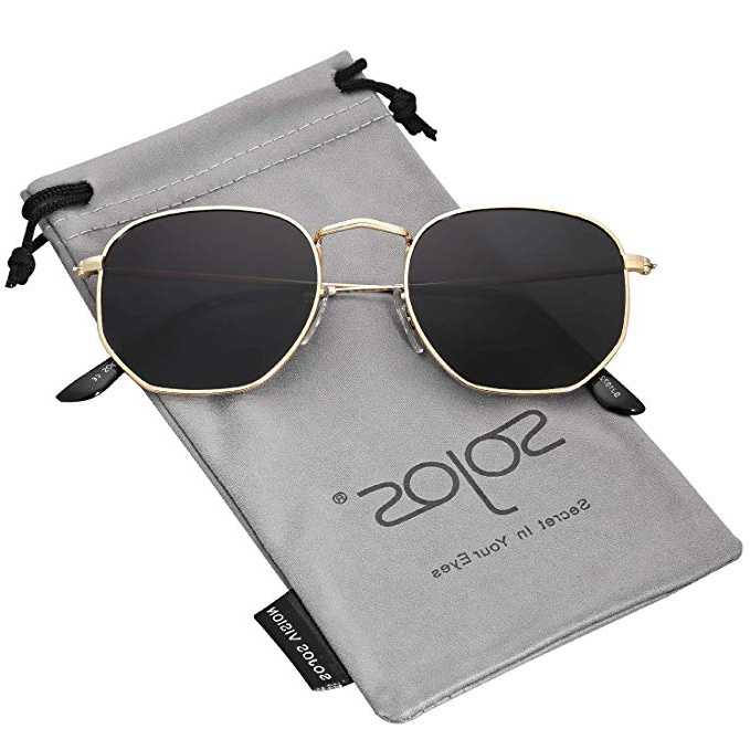 SOJOS Retro Vintage Specchio Polarizzate Lenti Poligono Protezione UV Occhiali da Sole SJ1072