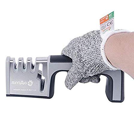 Affila-Coltelli Professionali,Kit Affilatura Coltelli 4-1 Manuale Affilatore Coltelli Cucina e Guanti Antitaglio,Forbici Knife Sharpener Set (2)