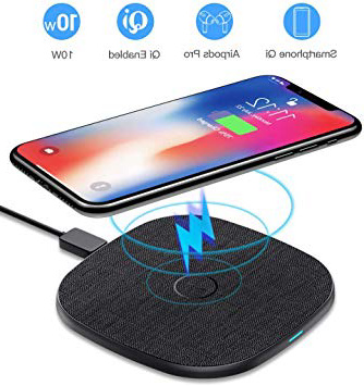 AGPTEK Caricatore Wireless Caricabatterie Wireless 10W/7.5W/5W per Samsung S20/11/10/9/9+/9+/8/7Edge /Note8/9/10/10+ iPhone 8/8Plus/X/XS/XR/11/11Pro Huawei Mate 20 Pro/P30 PRO/Mate 30/Mate 30Pro