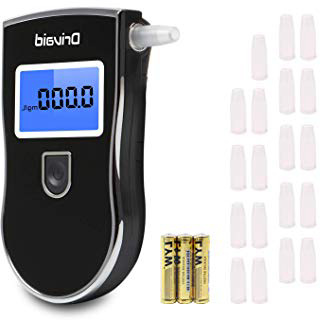 Drivaid Etilometro Portatile Digitale, Alcool Test Professionale con Schermo LED Display, Breath Analyzer incluir 20 Boccagli, 3 x batterie AAA incluseSensore Semiconduttore