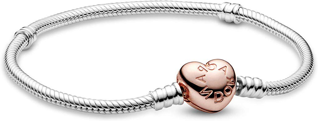Pandora 580719, braccialetto da donna con chiusura a forma di cuore, di colore rosa