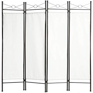 TecTake Divisorio separè paravento 4 pannelli separe paravento e ferro laccato 180x160cm - disponibile in diversi colori e quantità - (1x Bianco | no. 401660)