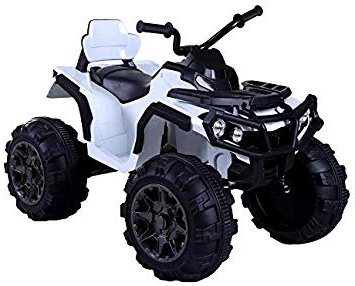 Babycar Quad Outlander 12 Volt ( Bianco) Nuova Versione ATV Quad per Bambini 12 Volt Batteria con Telecomando 2.4 GHz con MP3 e Ammortizzatori