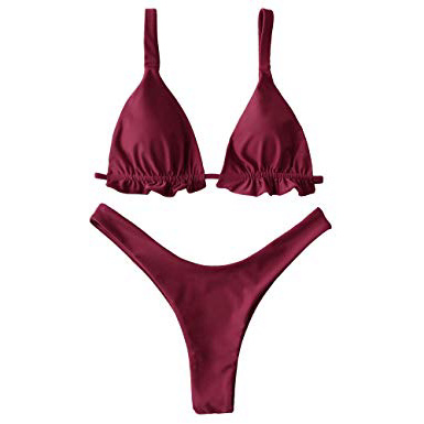 ZAFUL Costume da Bagno a Due Pezzi Perizoma da Donna Sexy Bikini per Donna con Volant e Taglio Alto