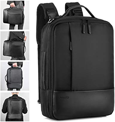 Gimars Upgrade Design 3 in 1 Zaino Messenger Bag per Computer Portatile da 15.6”Borsa a Tracolla Uomo con Presa USB Antifurto Multifunzionale per università Scuola Business Viaggio Aereo Nero
